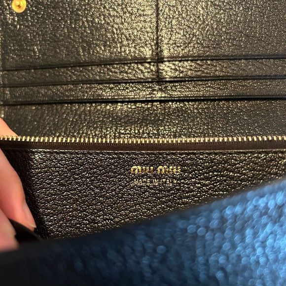 2in1 Miu Miu Long Snap Wallet Leather Black with original box - Picture 12 of 15